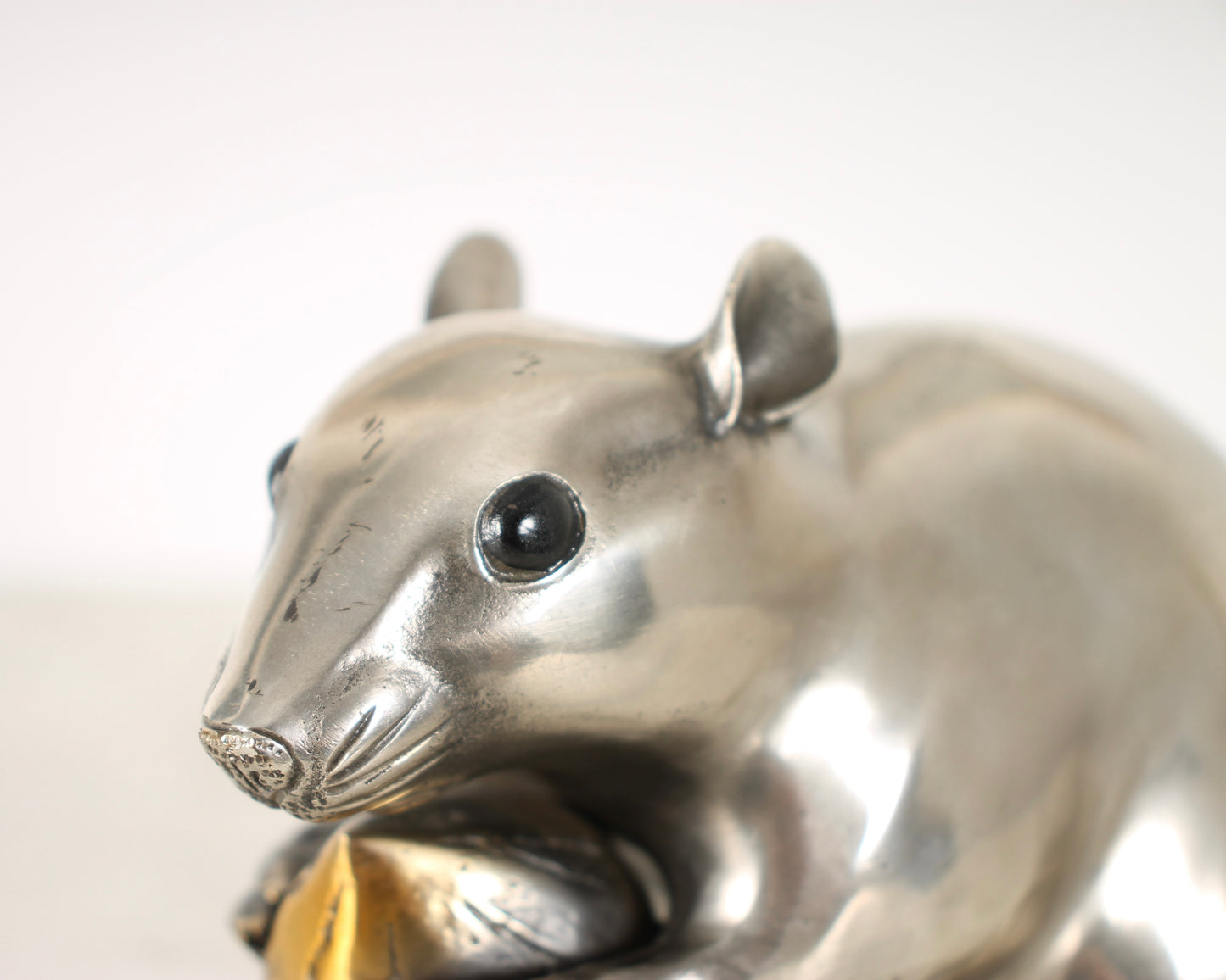 Vintage Japanese Silvered Bronze Sculpture of a Mouse by Shuzan