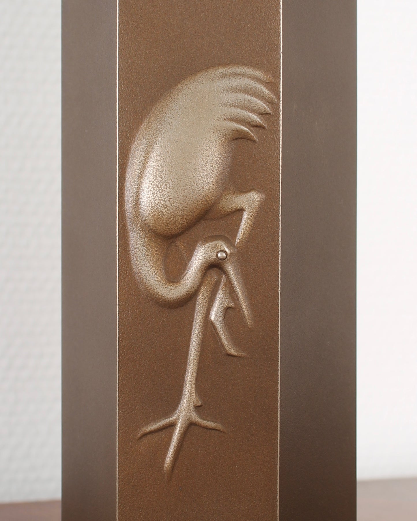 Vintage Japanese Bronze Vase with Crane Motif by Neya Churoku