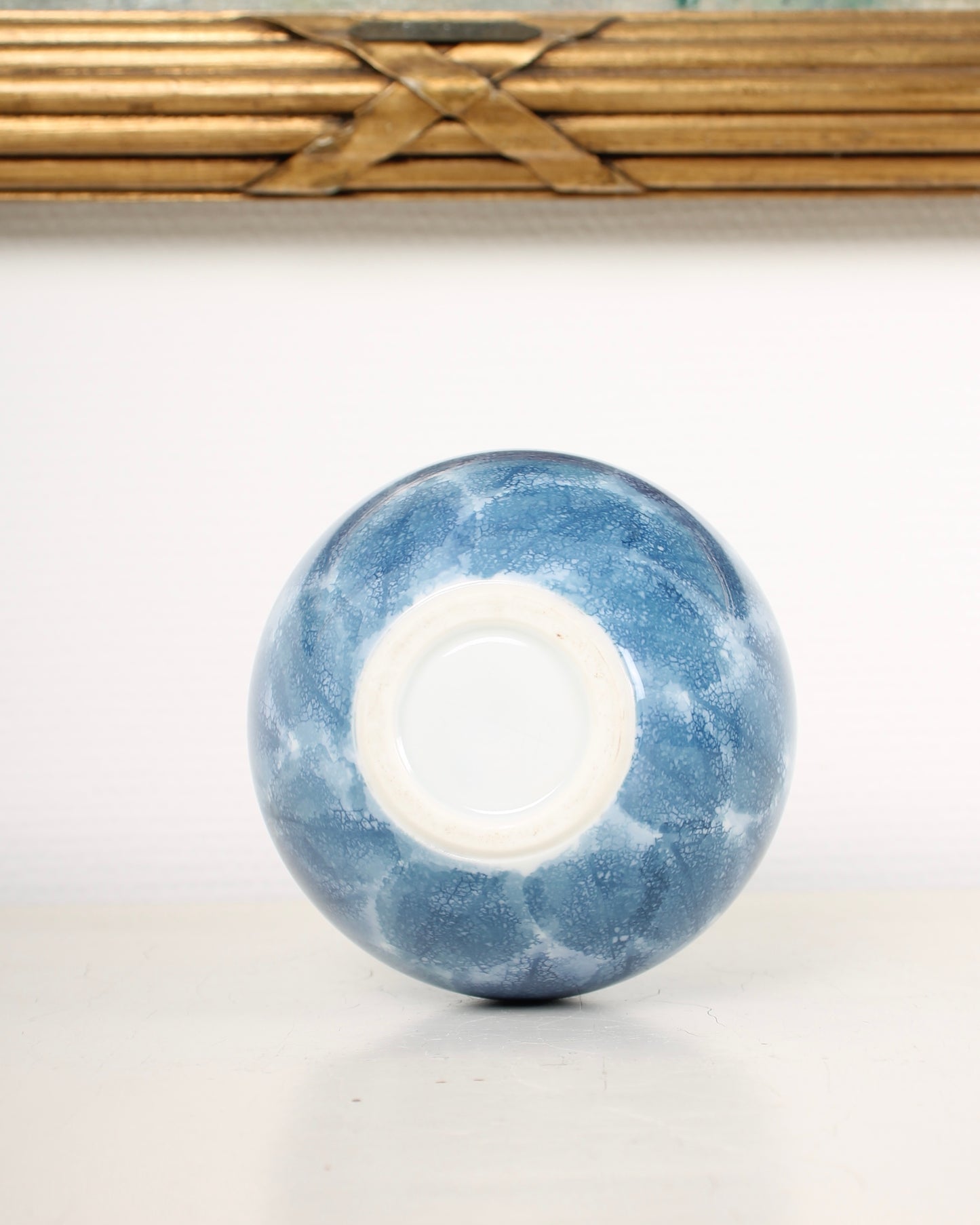 Vintage Arita Porcelain Vase with Blue Leaves by Fujii Shumei