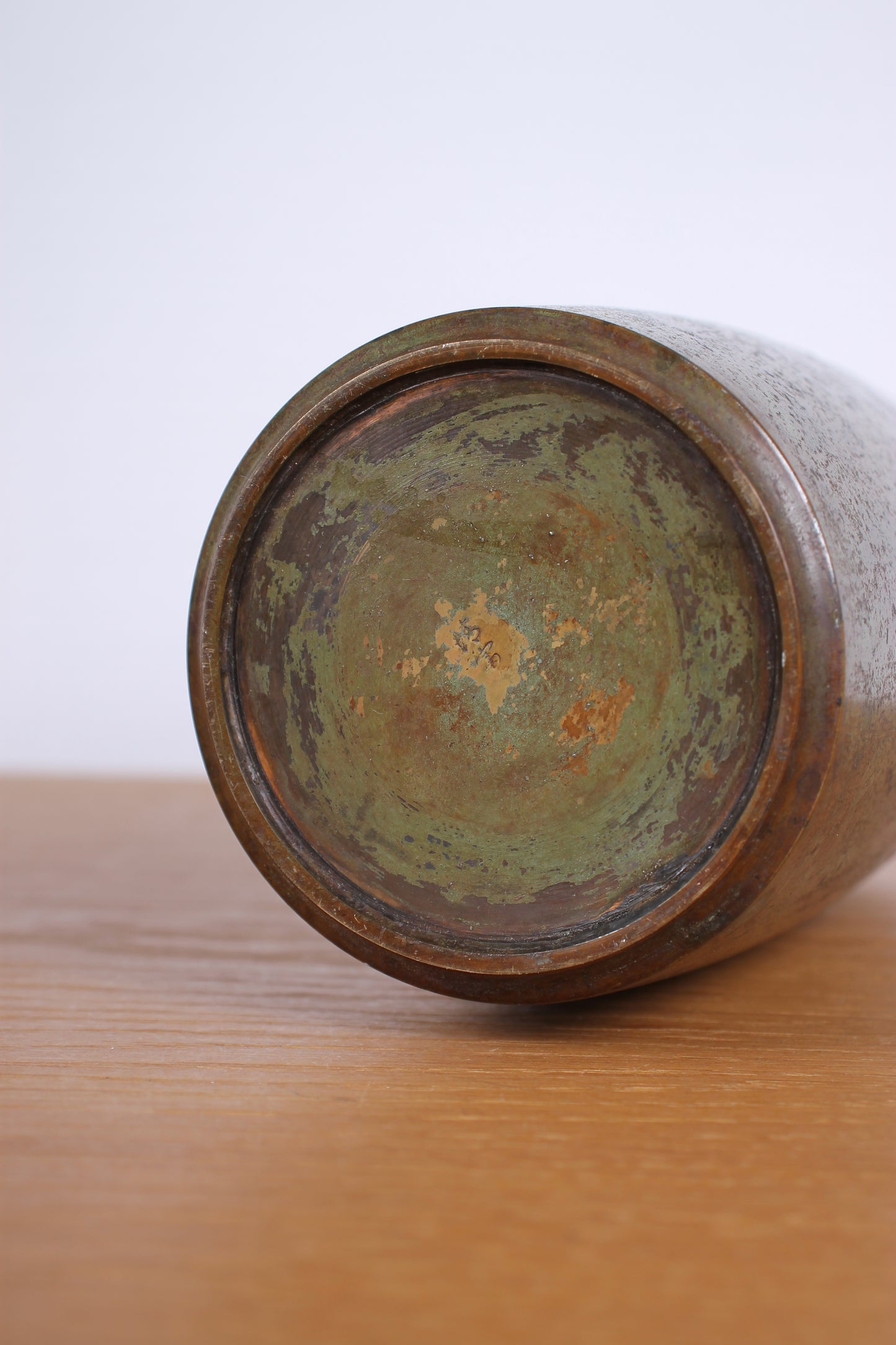 Vintage Japanese Bronze Vase Patinated Brown and Gold