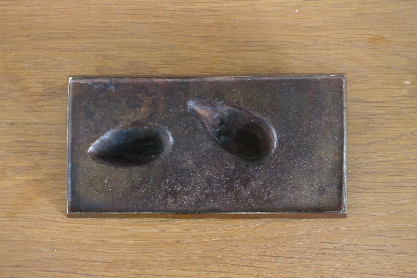 Vintage Japanese Bronze Decorative Tray with Mandarin Ducks