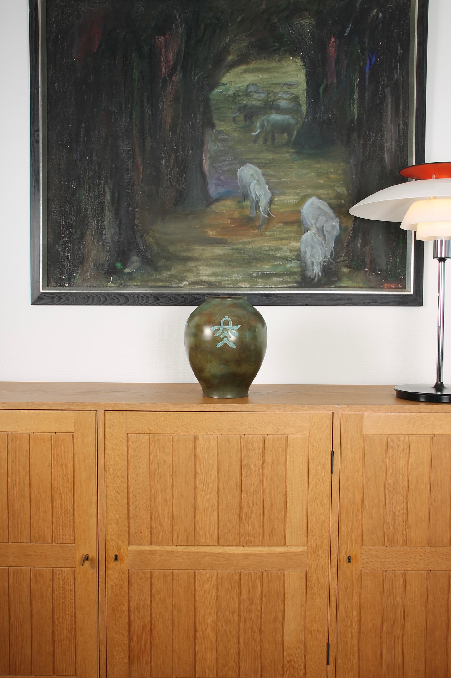 Vintage Japanese Bronze Vase with Four Seasonal Characters