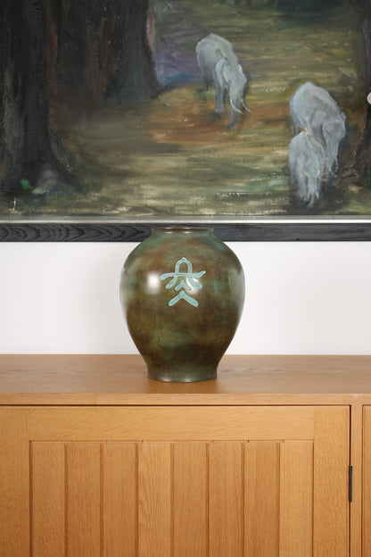 Vintage Japanese Bronze Vase with Four Seasonal Characters