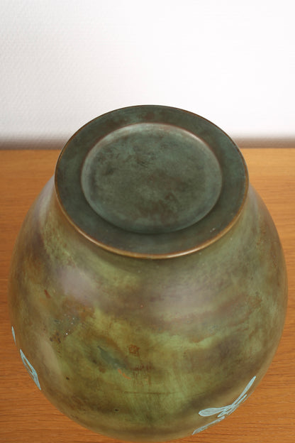 Vintage Japanese Bronze Vase with Four Seasonal Characters