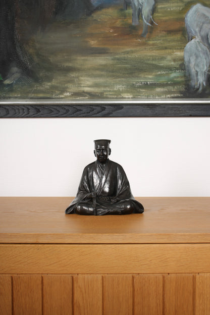 Vintage Japanese Bronze Sculpture of Sen-no-Rikyu by Kome Jiichi