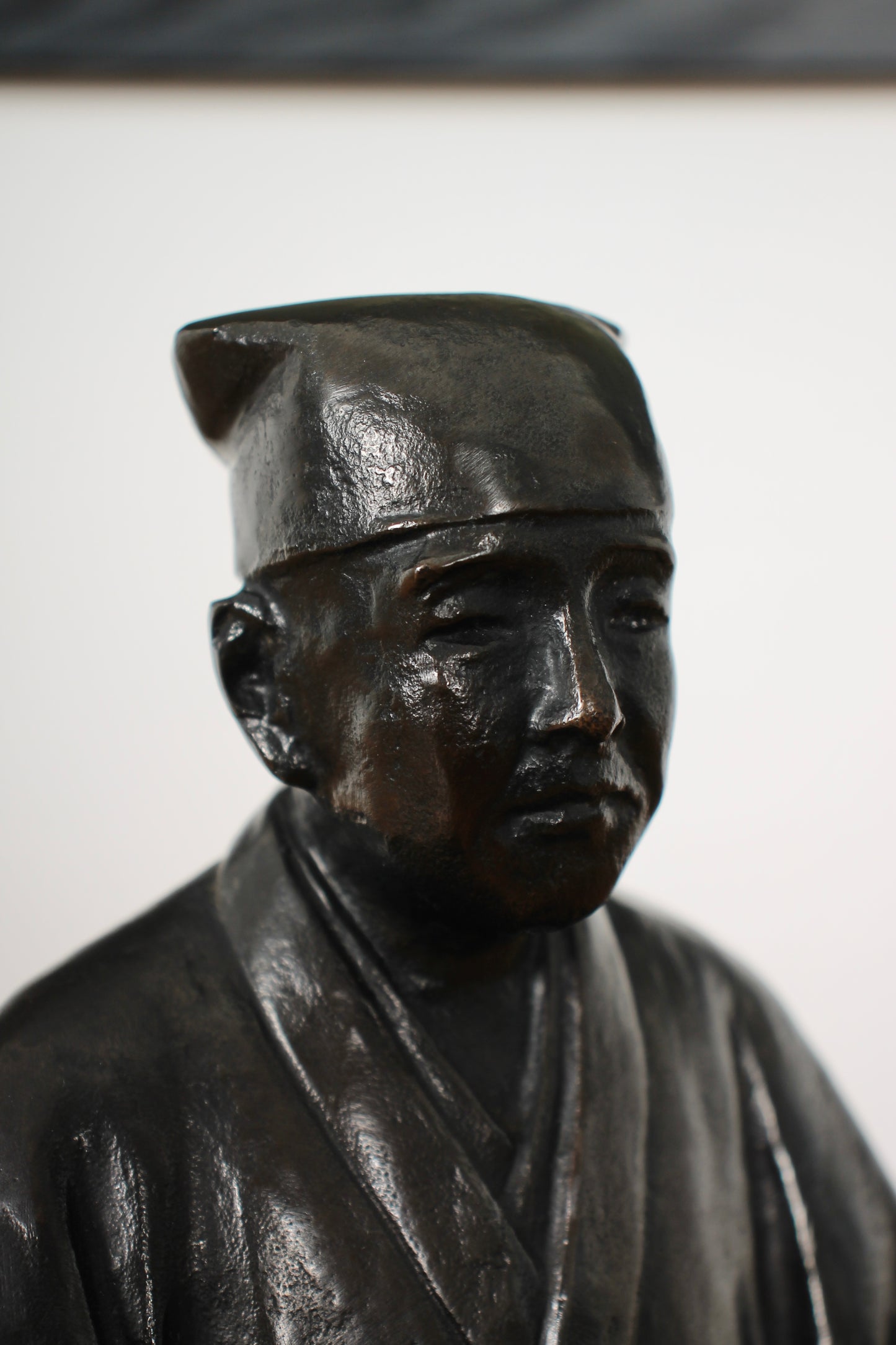 Vintage Japanese Bronze Sculpture of Sen-no-Rikyu by Kome Jiichi