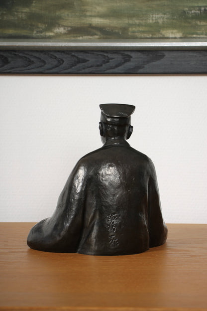 Vintage Japanese Bronze Sculpture of Sen-no-Rikyu by Kome Jiichi