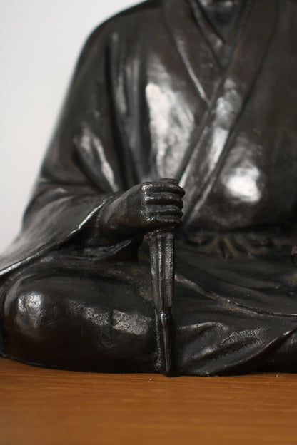 Vintage Japanese Bronze Sculpture of Sen-no-Rikyu by Kome Jiichi