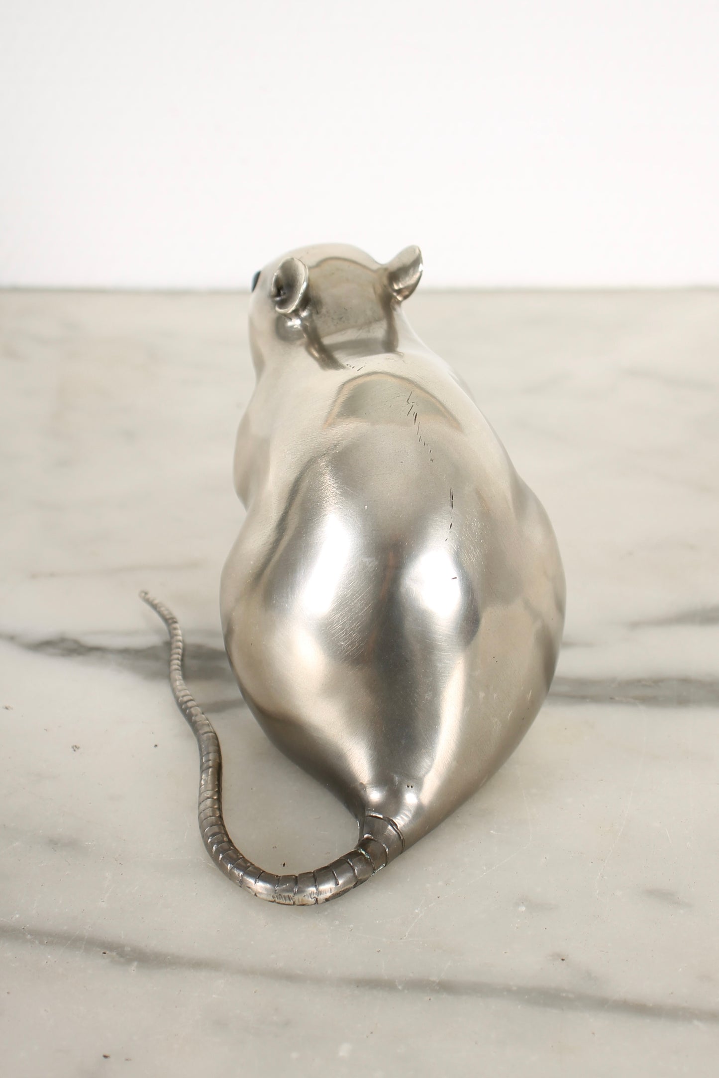 Vintage Japanese Silvered Bronze Sculpture of a Mouse by Shuzan