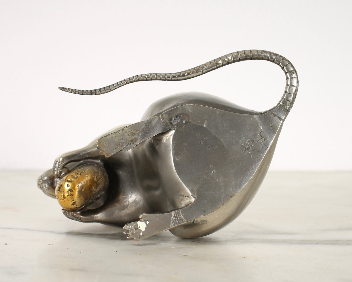 Vintage Japanese Silvered Bronze Sculpture of a Mouse by Shuzan