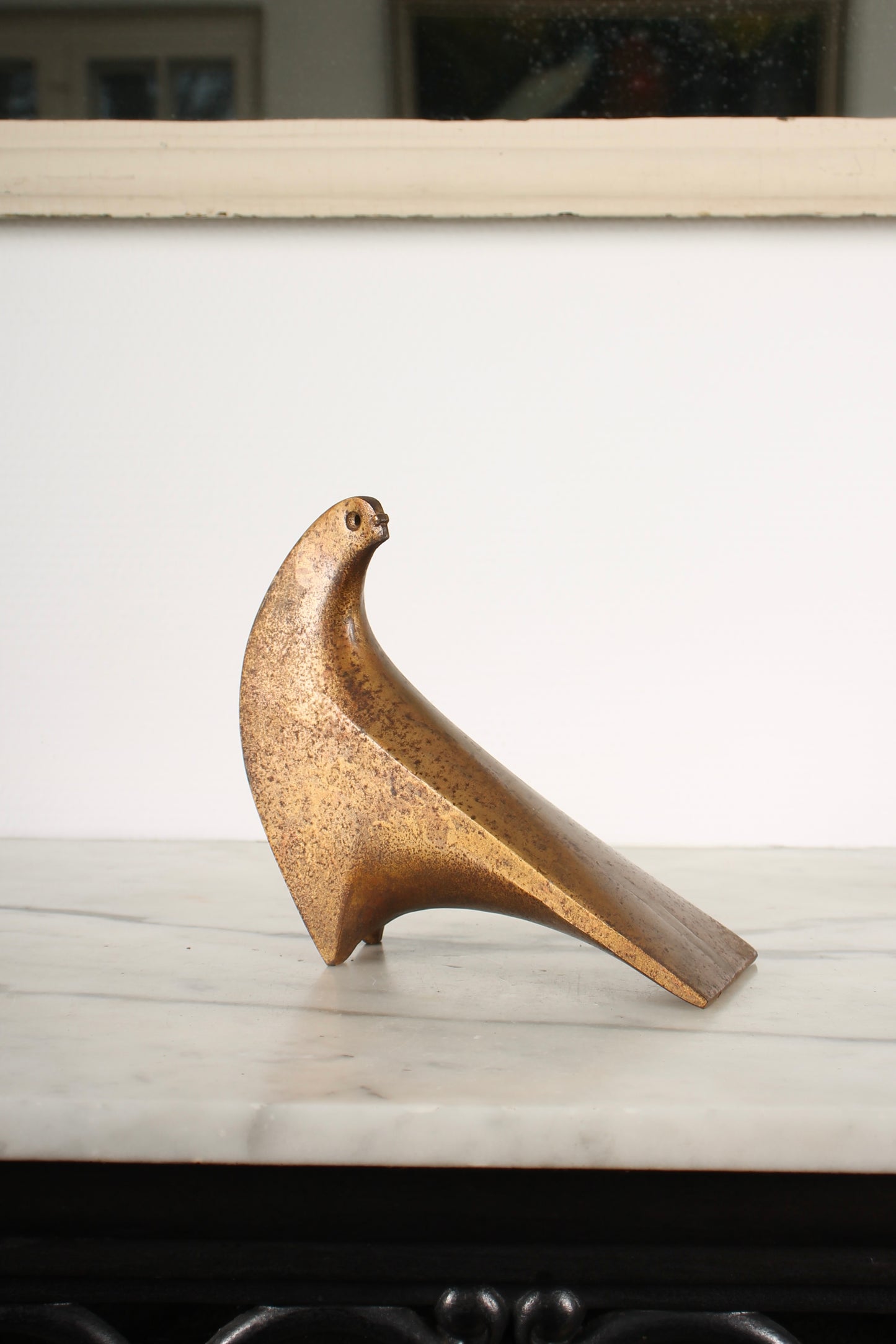 Vintage Japanese Bronze Dove Sculpture by Saegusa Sotaro