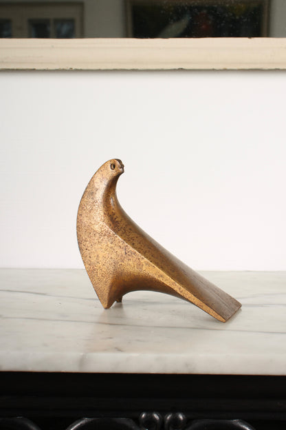 Vintage Japanese Bronze Dove Sculpture by Saegusa Sotaro