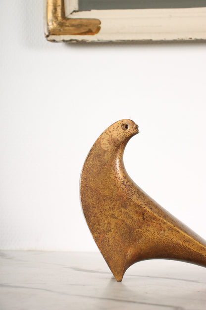 Vintage Japanese Bronze Dove Sculpture by Saegusa Sotaro