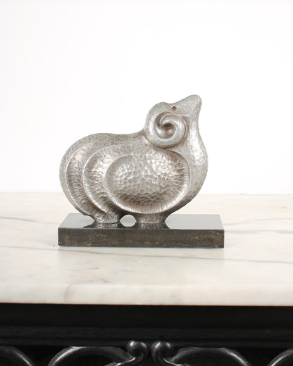 Vintage Japanese Silvered Bronze Sheep Sculpture by Kobayashi Shomin