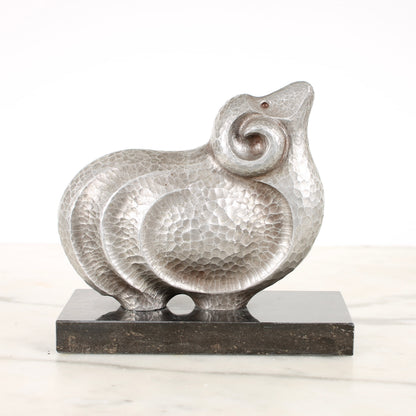 Vintage Japanese Silvered Bronze Sheep Sculpture by Kobayashi Shomin