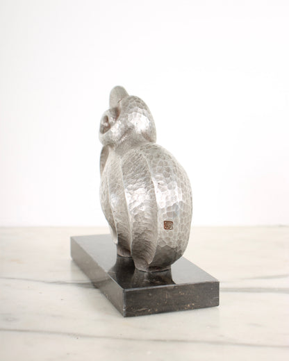 Vintage Japanese Silvered Bronze Sheep Sculpture by Kobayashi Shomin