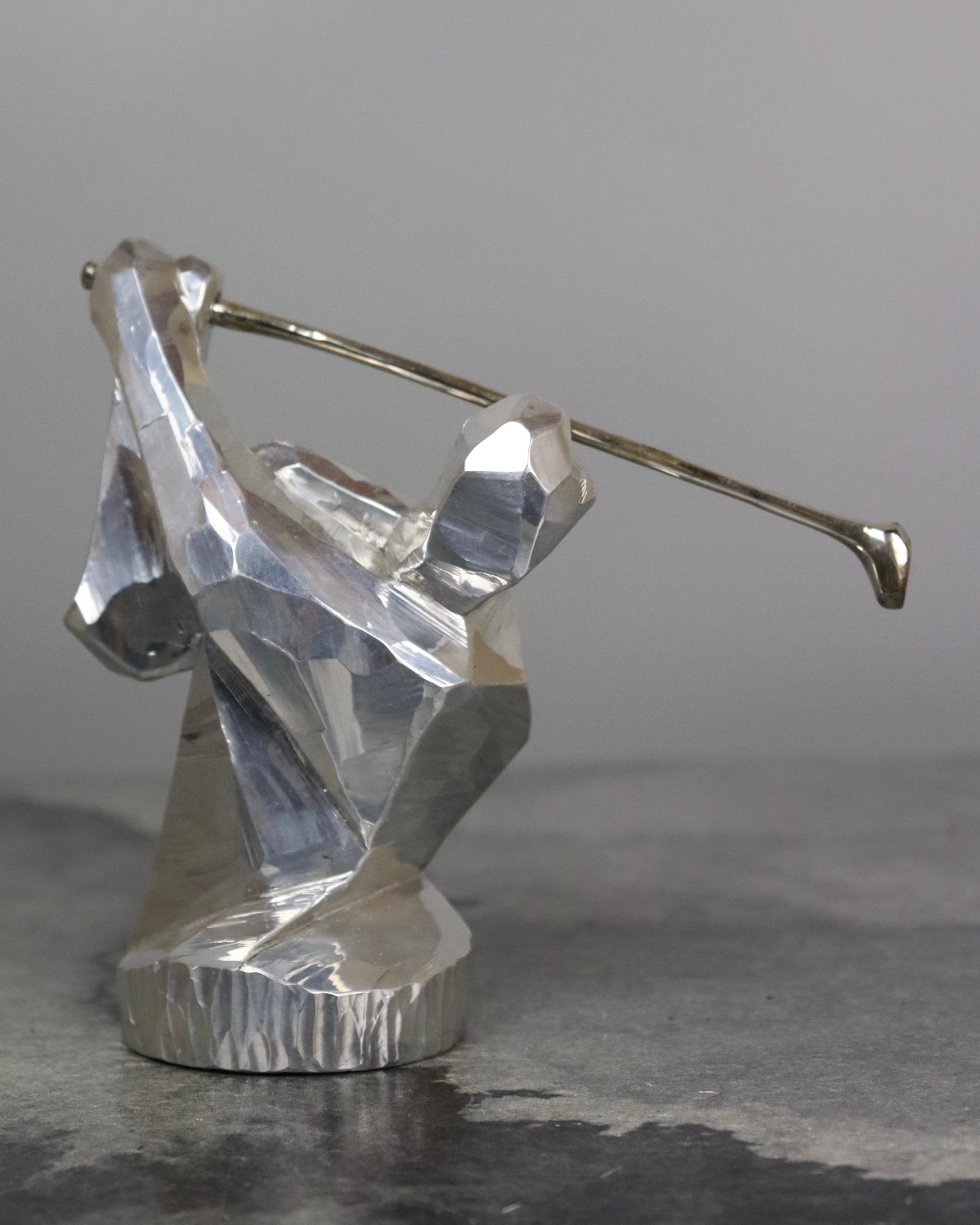 Aluminum Golfer Sculpture by Kobayashi Shomin