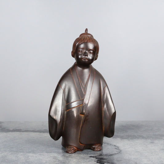 Bronze Child Statue by Kome Jiichi