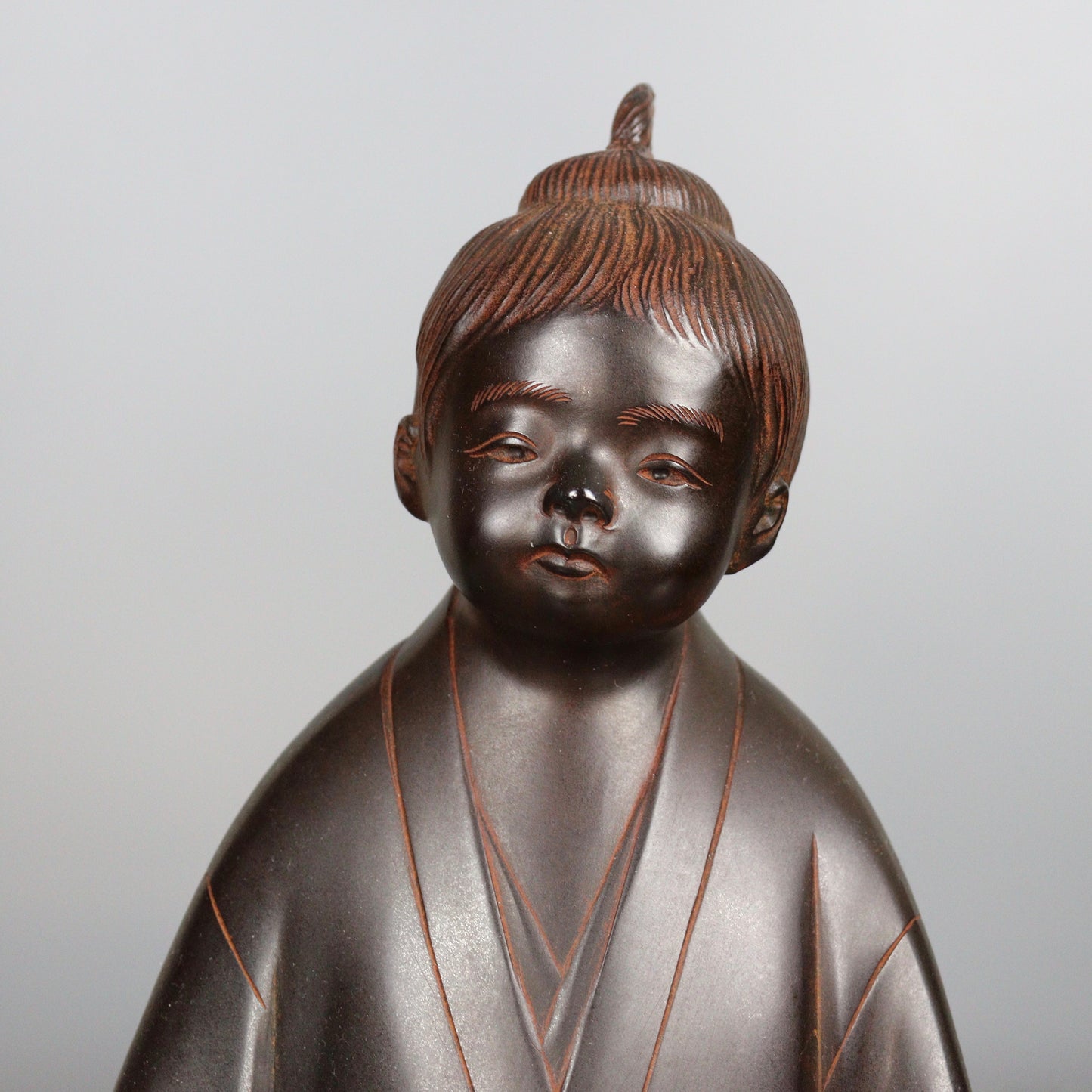 Bronze Child Statue by Kome Jiichi