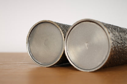 Vintage Japanese Silvered Bronze Pair of Vases by Hōun