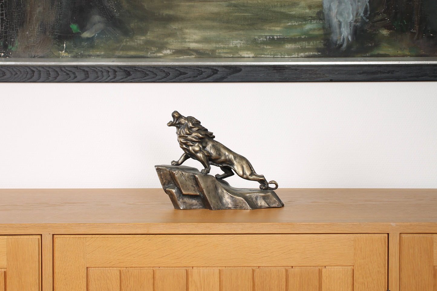Vintage Japanese Bronze Lion Sculpture by Tsuda Shinobu