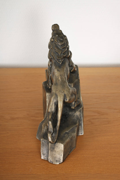 Vintage Japanese Bronze Lion Sculpture by Tsuda Shinobu