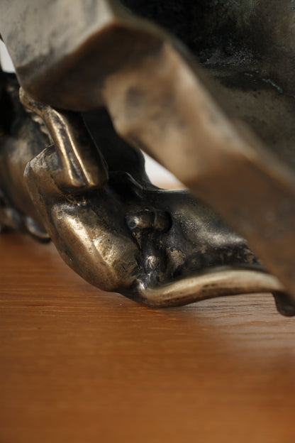 Vintage Japanese Bronze Lion Sculpture by Tsuda Shinobu