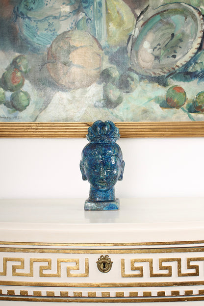 Blue Ceramic Bust of a Woman