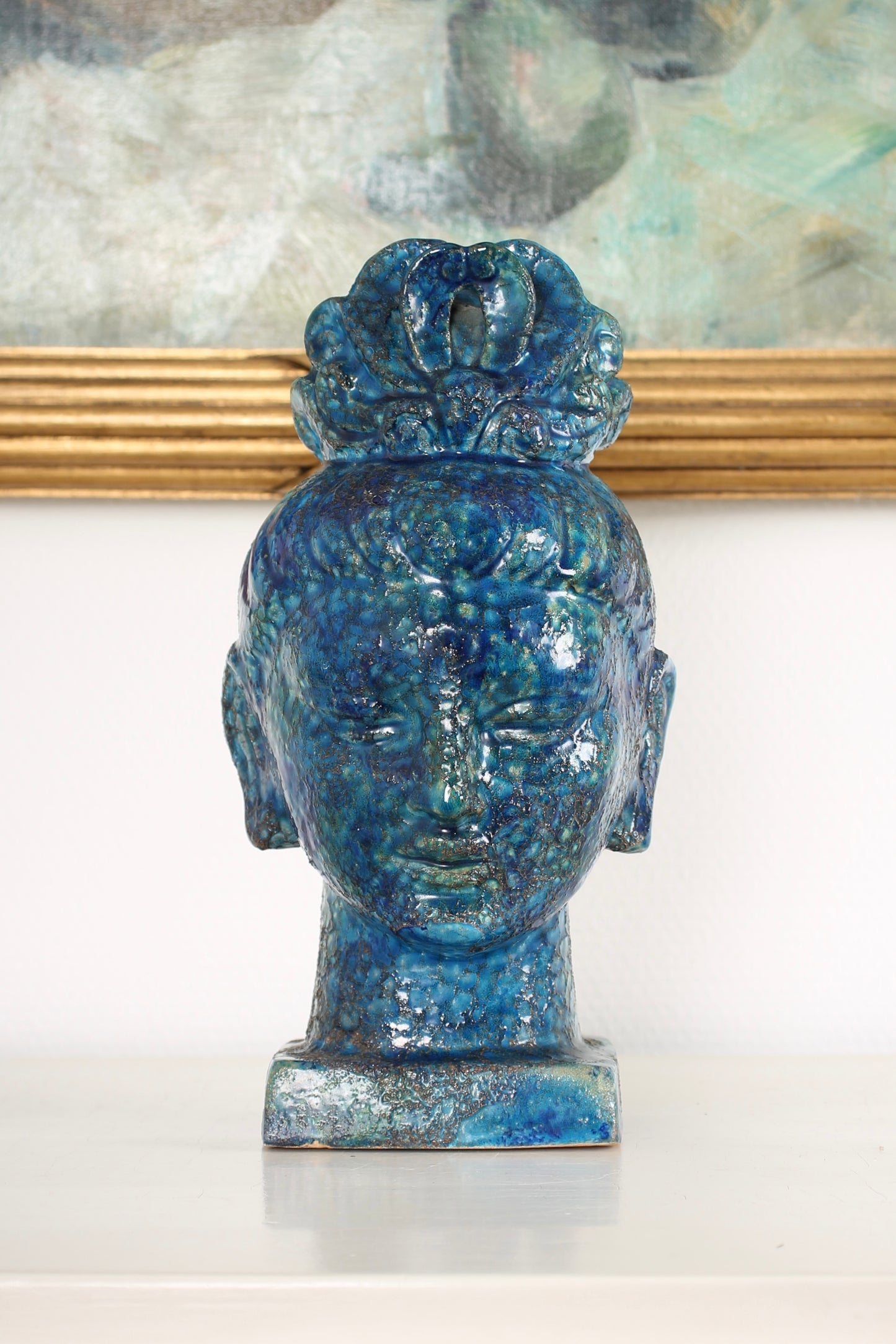 Blue Ceramic Bust of a Woman