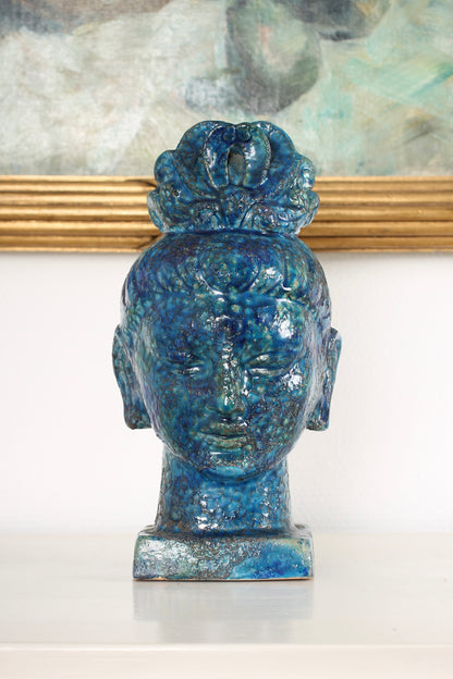 Blue Ceramic Bust of a Woman