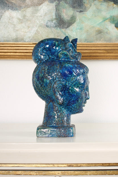 Blue Ceramic Bust of a Woman