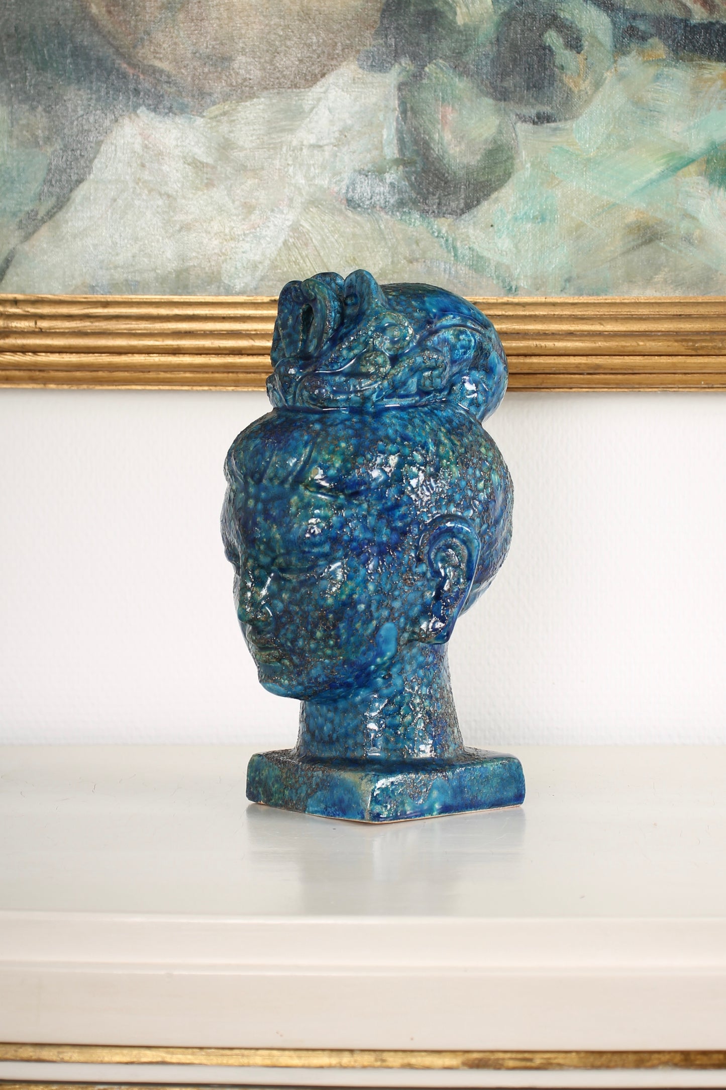 Blue Ceramic Bust of a Woman