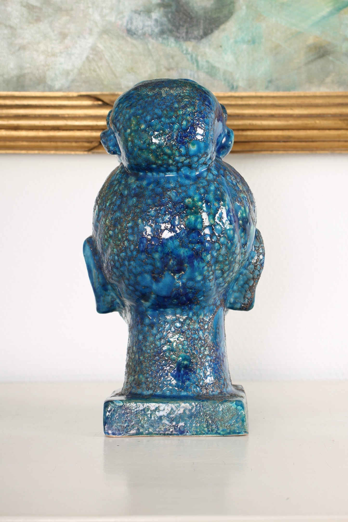 Blue Ceramic Bust of a Woman