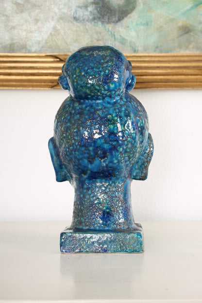 Blue Ceramic Bust of a Woman