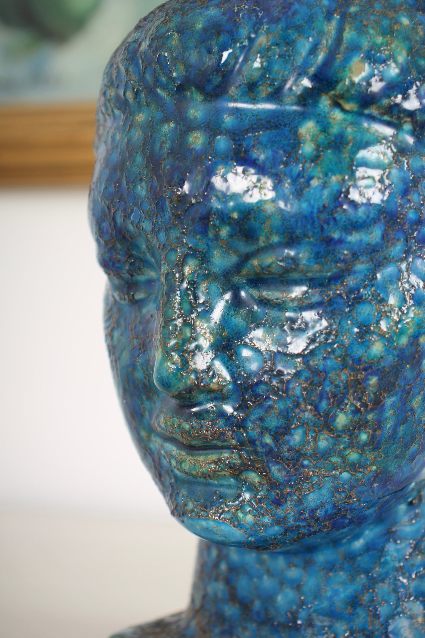 Blue Ceramic Bust of a Woman