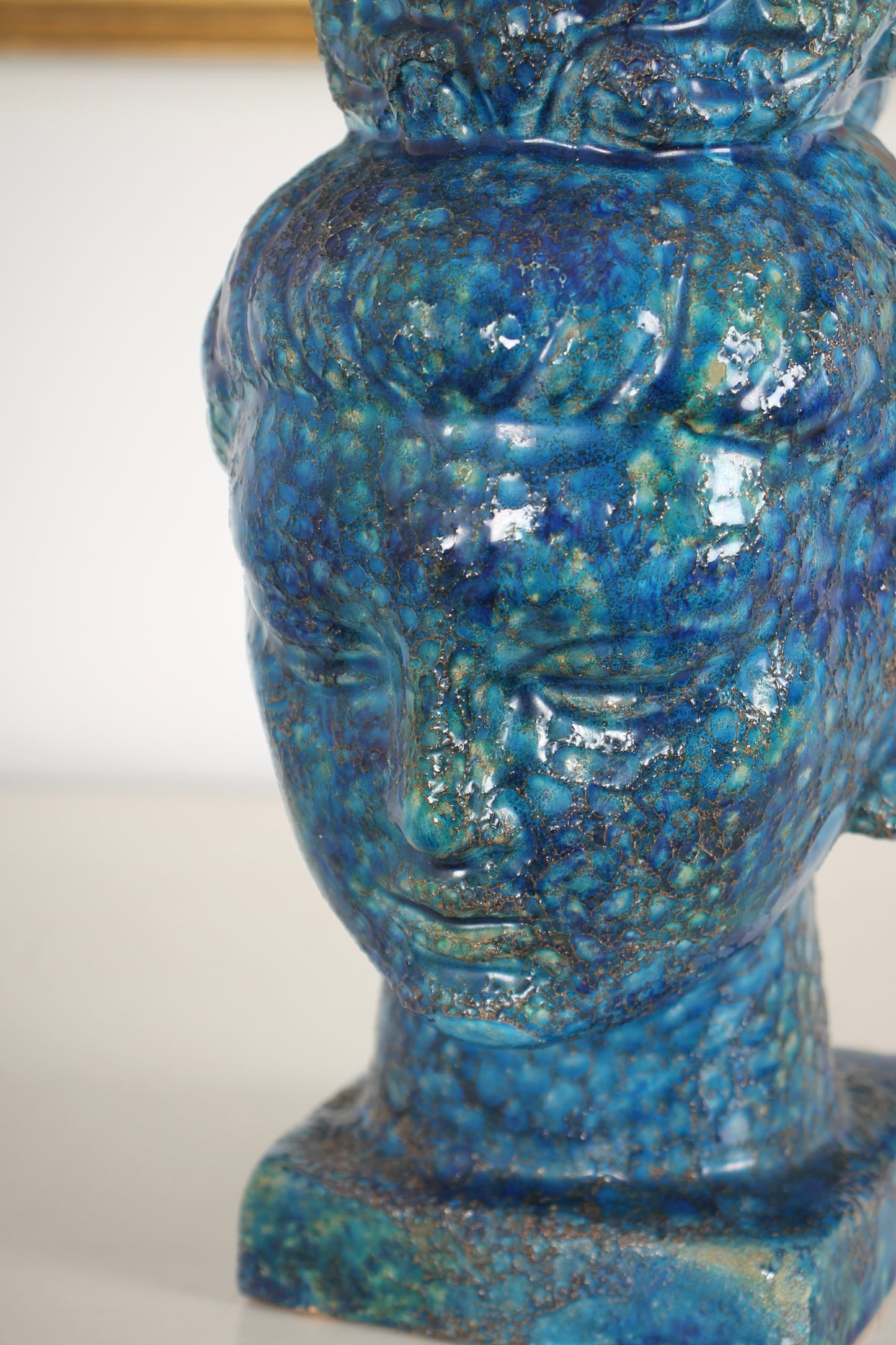Blue Ceramic Bust of a Woman