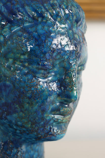 Blue Ceramic Bust of a Woman