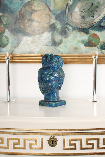 Blue Ceramic Bust of a Woman