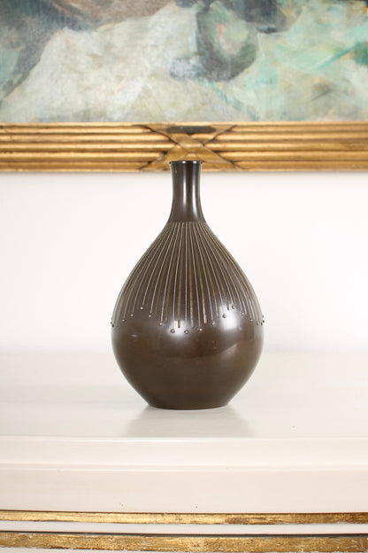Vintage Japanese Bronze Vase by Hannya Kankei