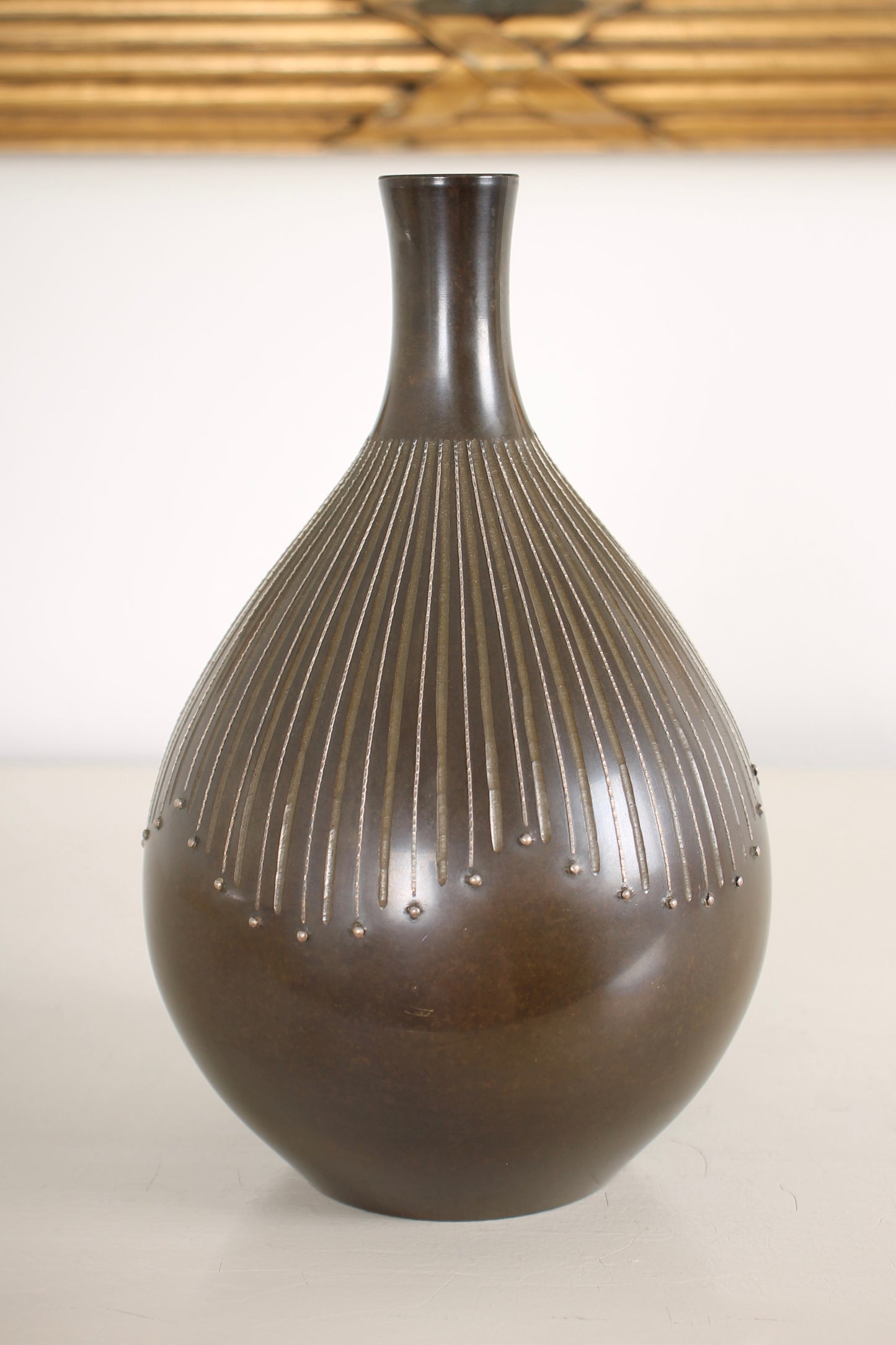 Vintage Japanese Bronze Vase by Hannya Kankei