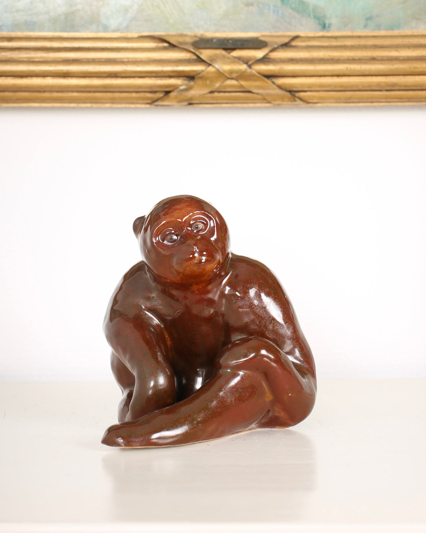 Vintage Japanese Kutani Ceramic Monkey Figurine by Asakura Isokichi