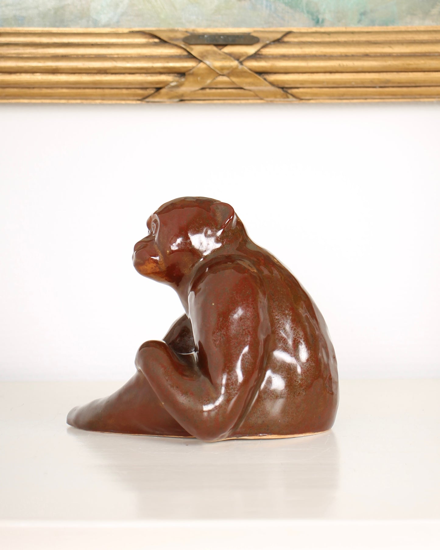 Vintage Japanese Kutani Ceramic Monkey Figurine by Asakura Isokichi