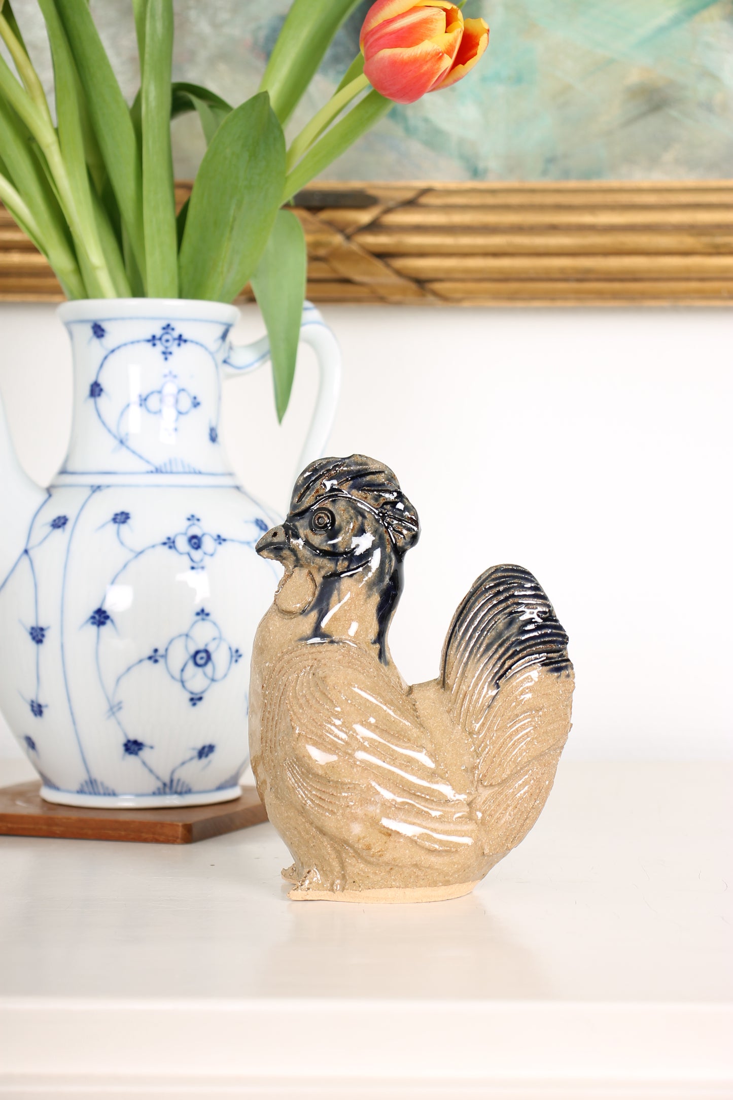 Vintage Japanese Ceramic Rooster Figurine