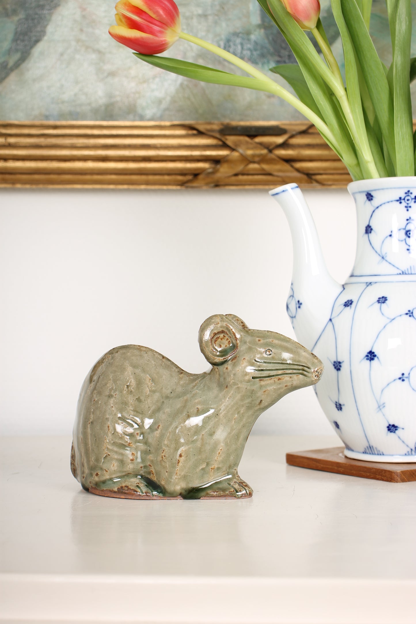 Vintage Japanese Ceramic Mouse Figurine