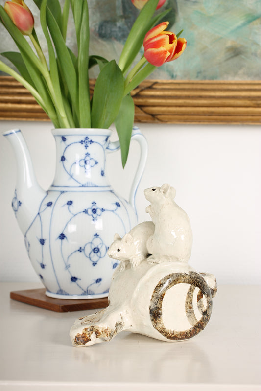 Vintage Japanese Ceramic Mouse Sculpture