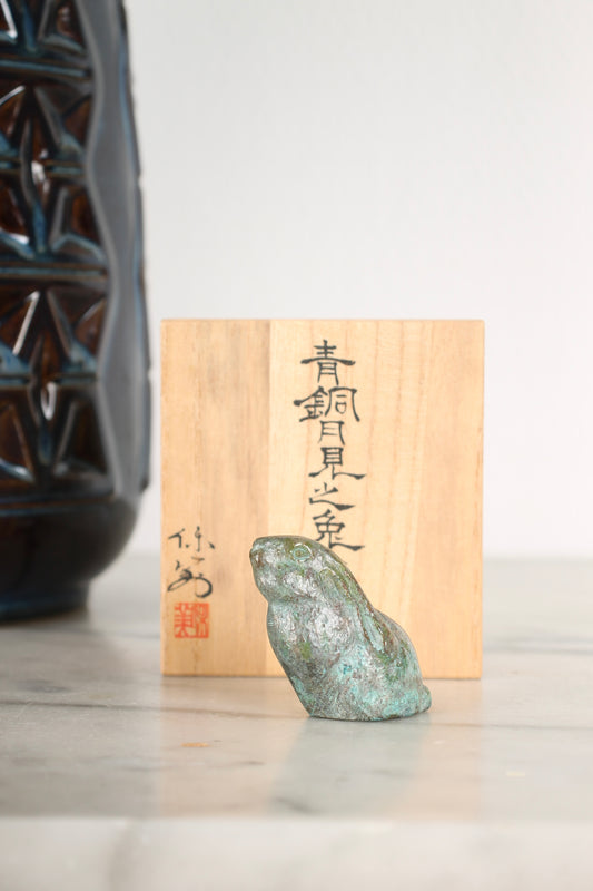 Vintage Japanese Bronze Rabbit Paperweight by Nakajima Yasumi II