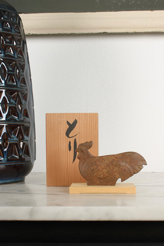 Vintage Japanese Bronze Rooster Figurine