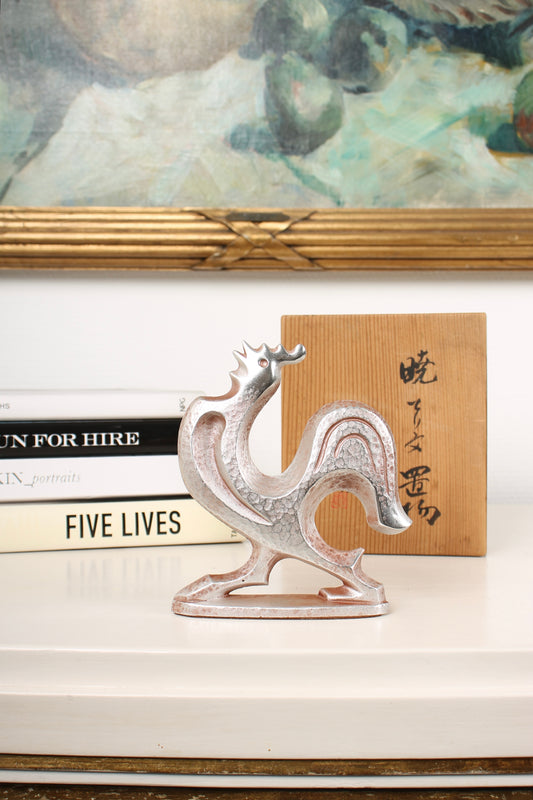 Vintage Japanese Bronze Rooster Figurine by Kobayashi Shomin