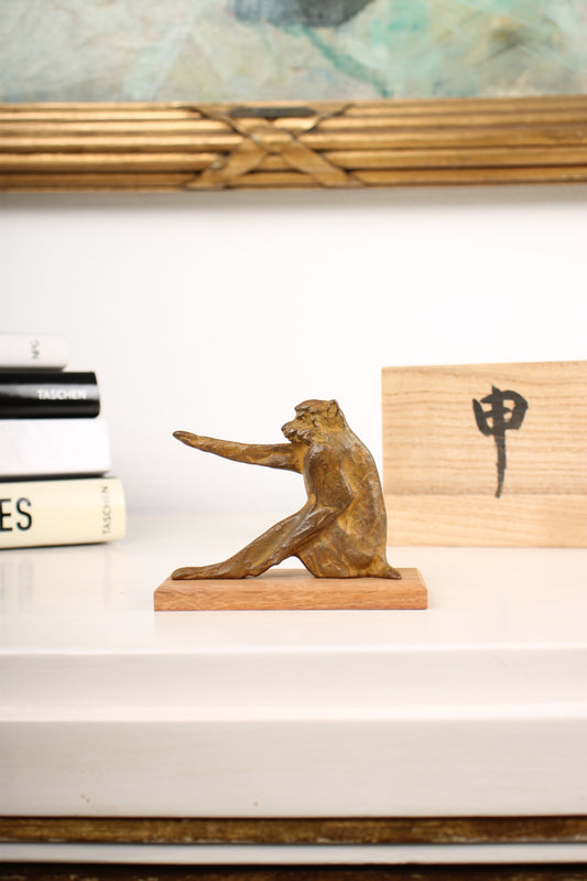 Vintage Japanese Bronze Monkey Figurine