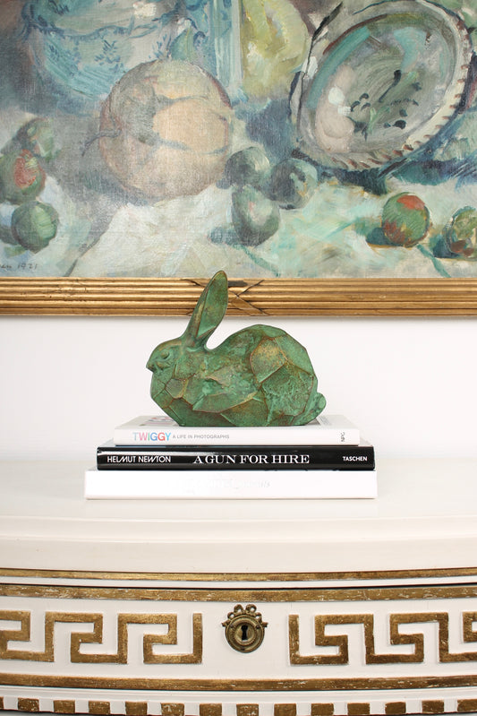 Vintage Japanese Bronze Rabbit Sculpture by Saegusa Sotaro